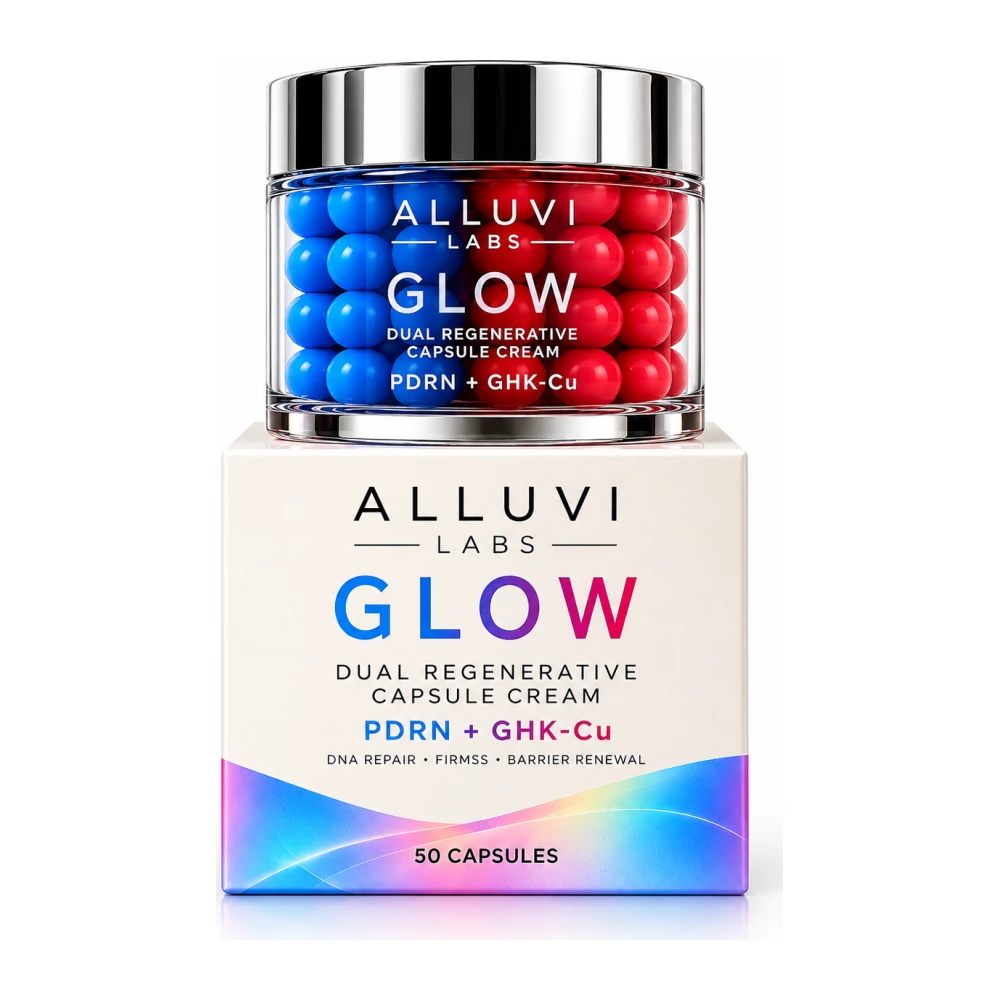 Creme Glow PDRN + GHK-CU Alluvi Labs – 50 Cápsulas Faciais